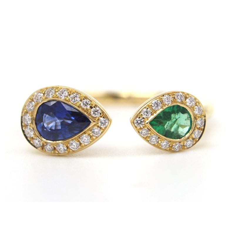 Sapphire, Emerald and Diamond Ring