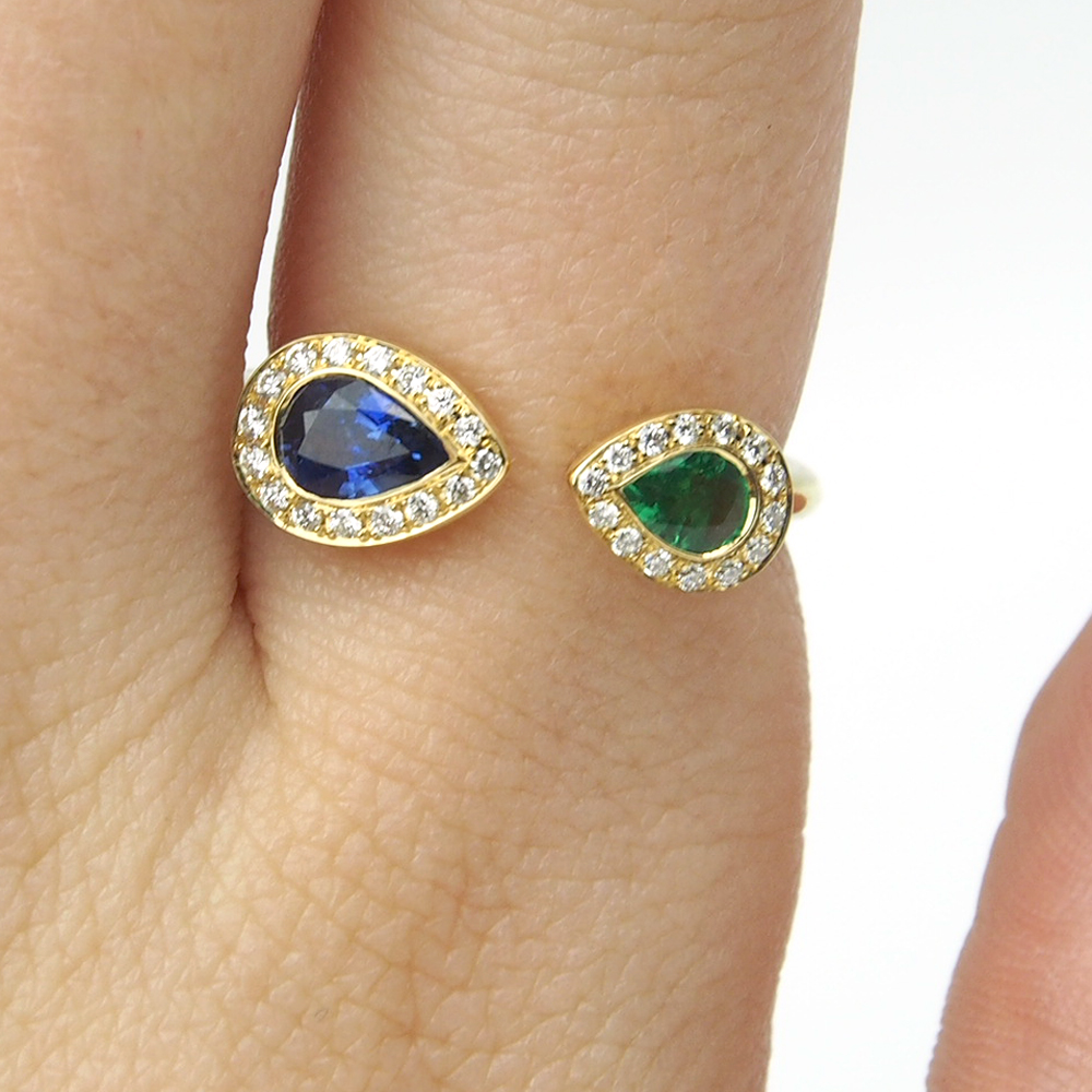 Sapphire, Emerald and Diamond Ring