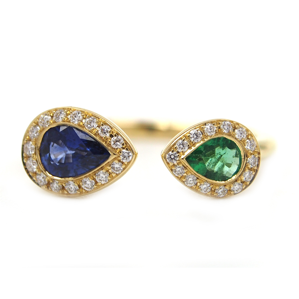 Sapphire, Emerald and Diamond Ring