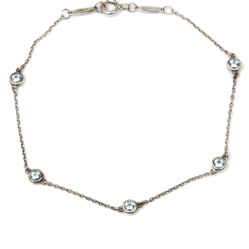 Aquamarine Tiffany & Co Elsa Peretti "Colour By The Yard"  Silver Bracelet