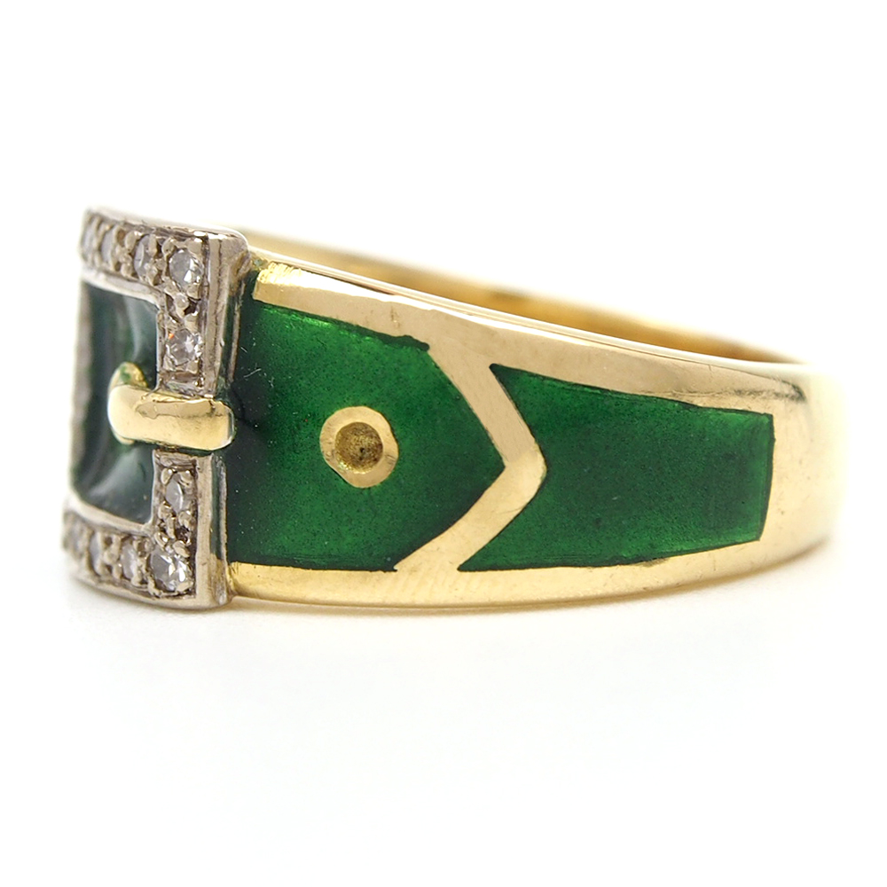 Enamel Buckle Ring - 18ct Gold
