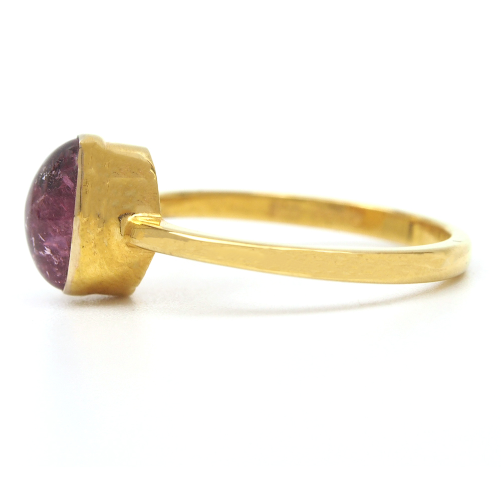 Tourmaline Cabochon Pink Single Stone  Ring