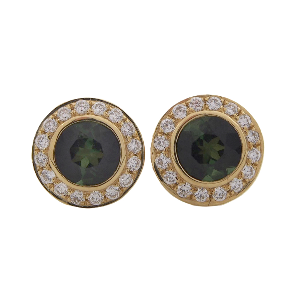 Tourmaline & Diamond Earrings - Green
