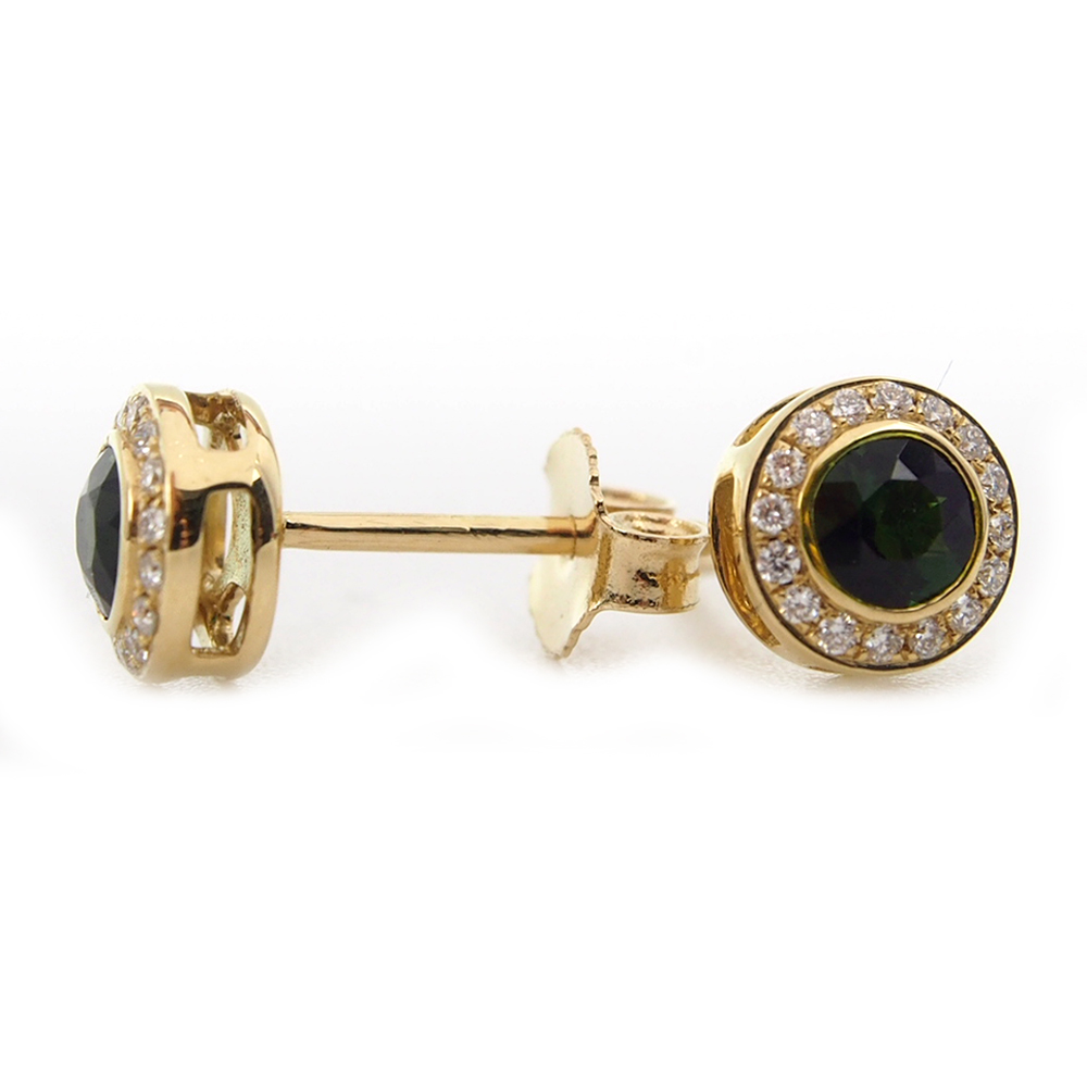 Tourmaline & Diamond Earrings - Green