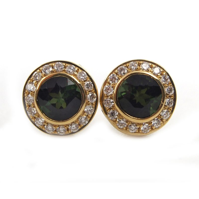 Tourmaline & Diamond Earrings - Green
