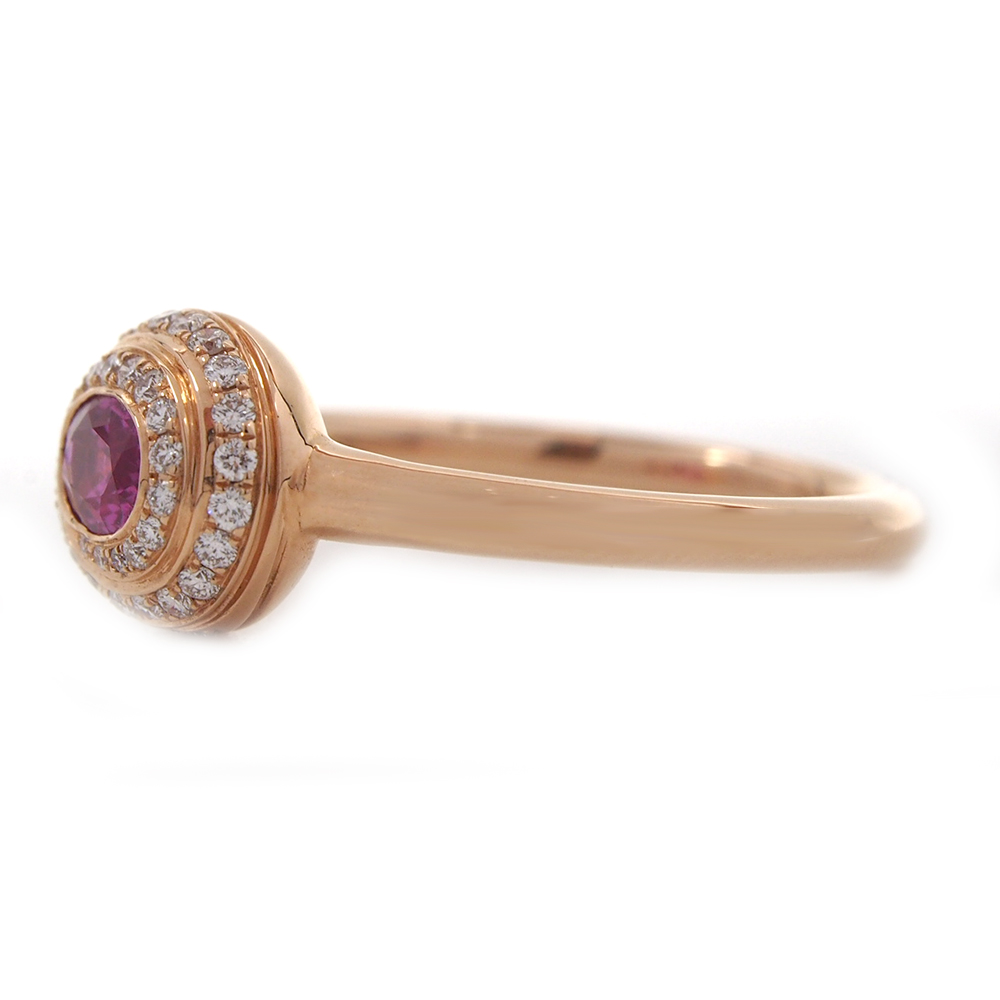 Sapphire & Diamond Swirl Ring - Pink
