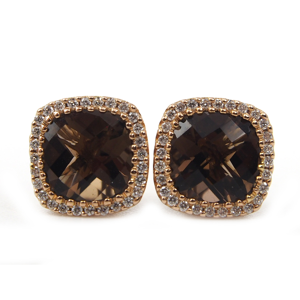 Smoky Quartz & Diamond Earrings