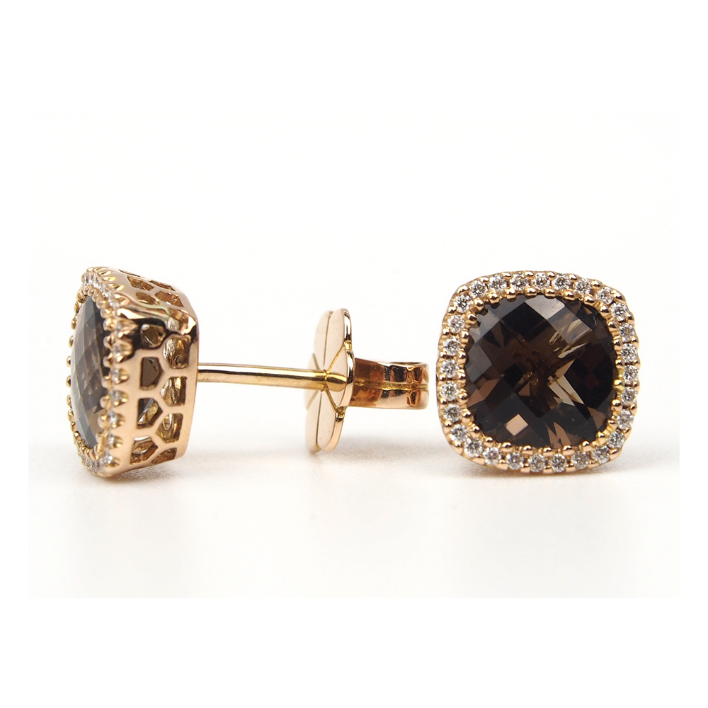 Smoky Quartz & Diamond Earrings