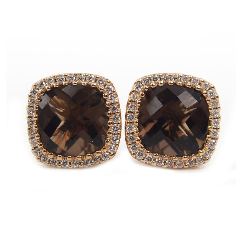 Smoky Quartz & Diamond Earrings