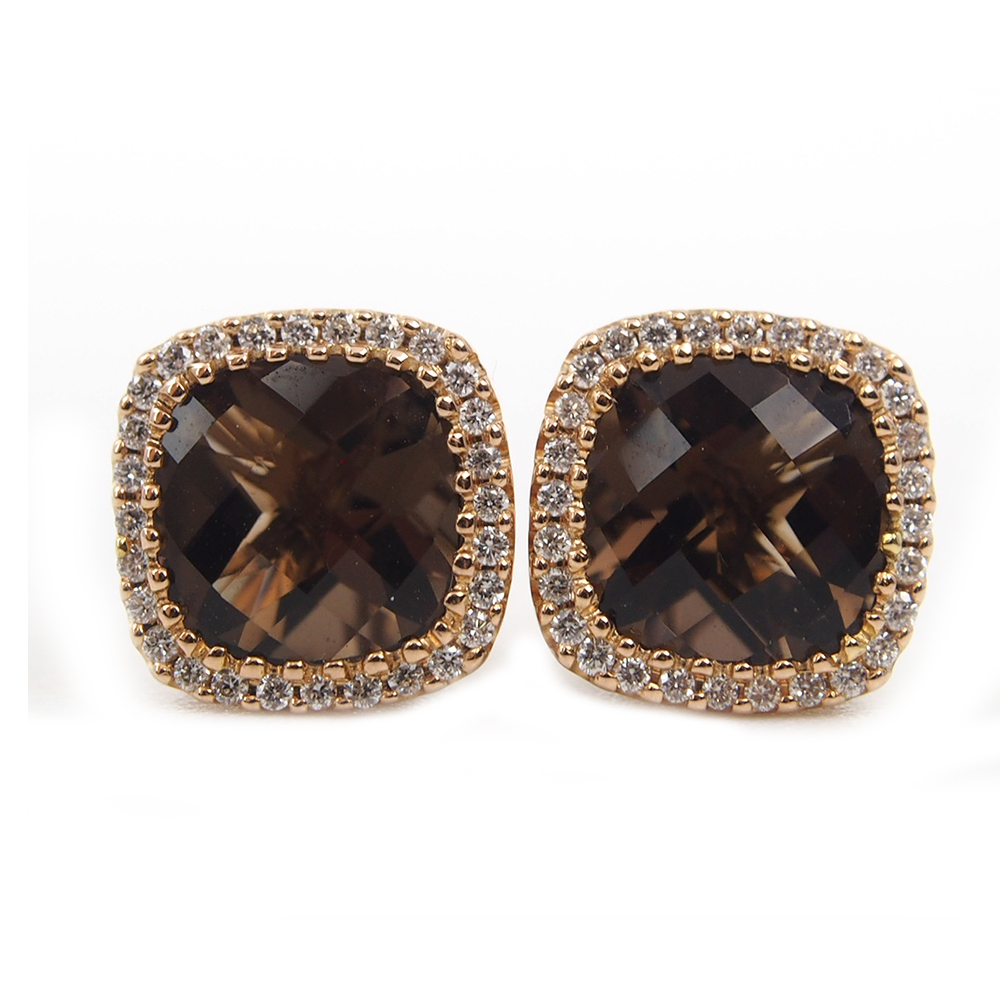 Smoky Quartz & Diamond Earrings