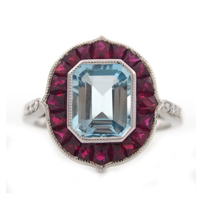 Topaz, Ruby & Diamond Ring