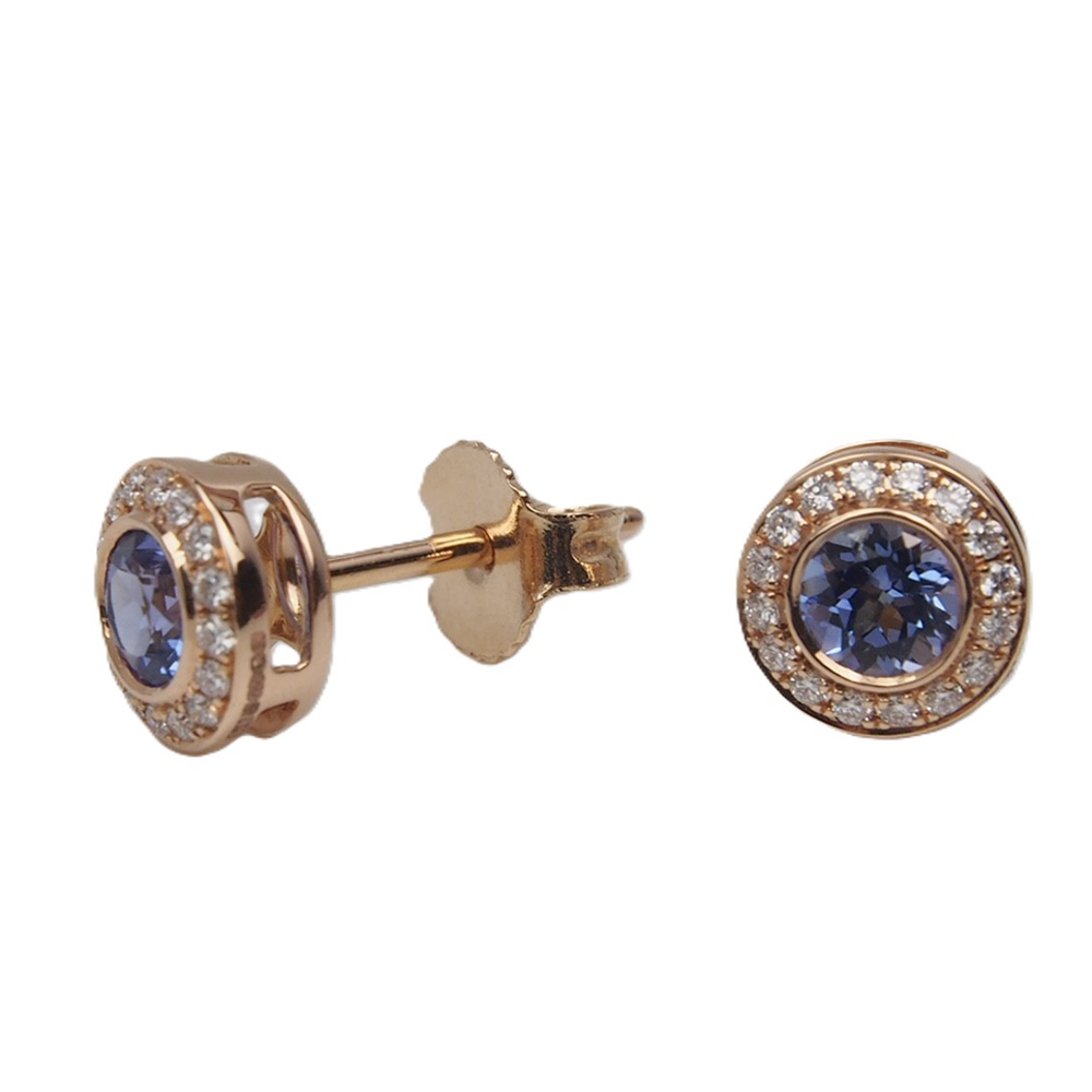 Tanzanite & Diamond Stud Earrings