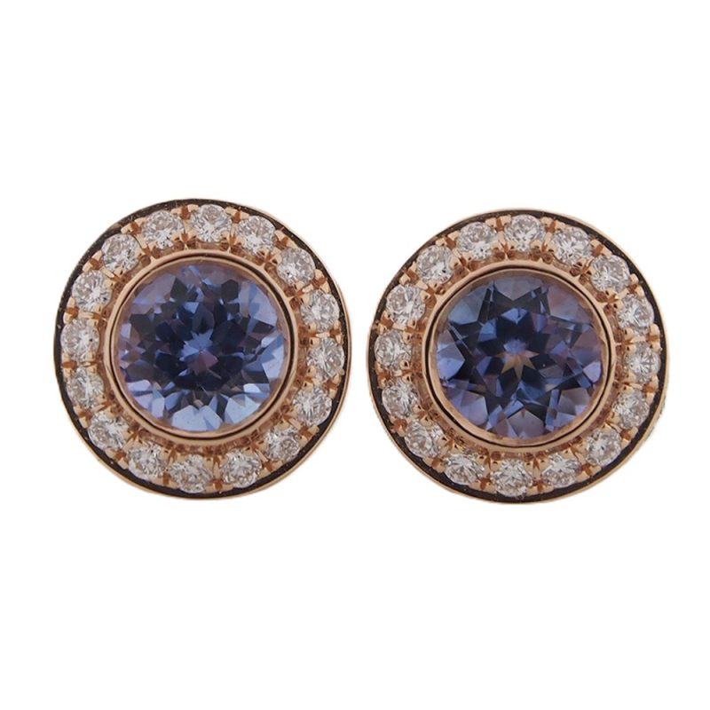 Tanzanite & Diamond Stud Earrings