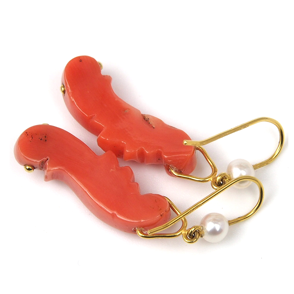 Coral And Pearl Earrings