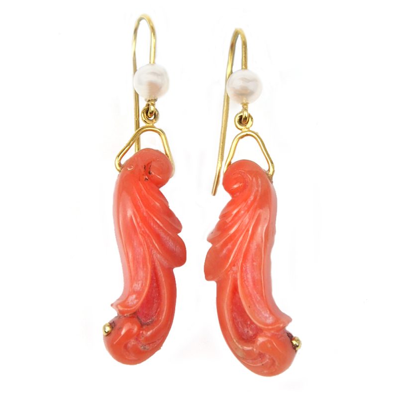 Coral And Pearl Earrings