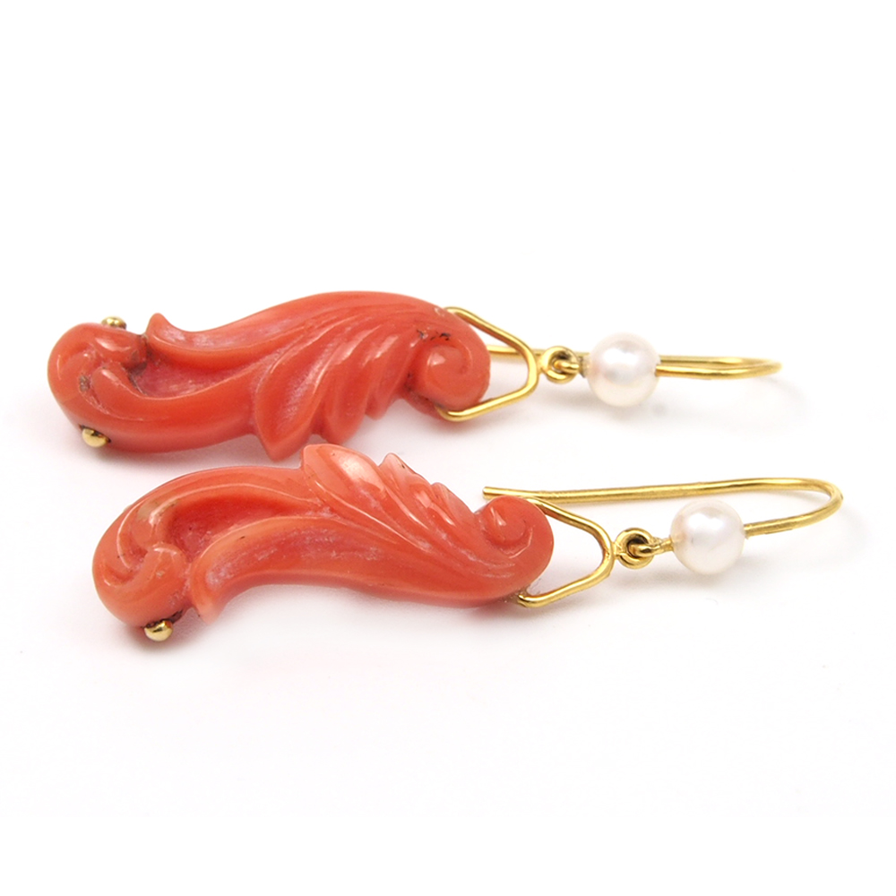 Coral And Pearl Earrings
