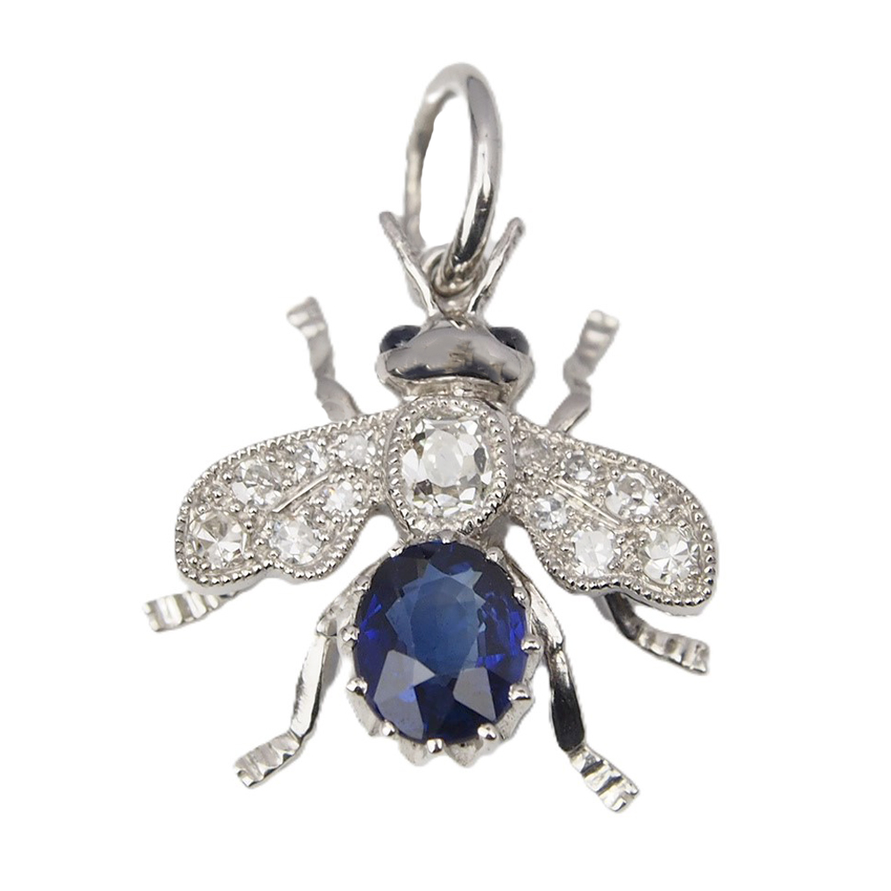Sapphire And Diamond Fly Pendant