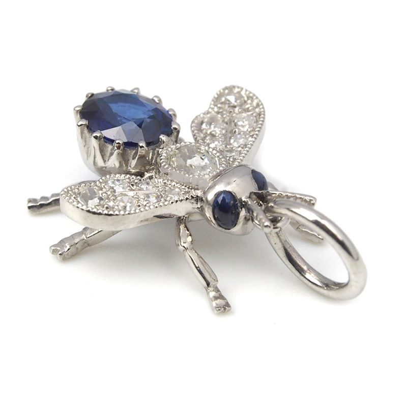 Sapphire And Diamond Fly Pendant