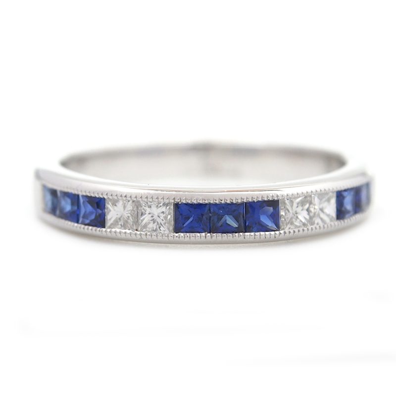 Sapphire And Diamond Half Eternity Ring