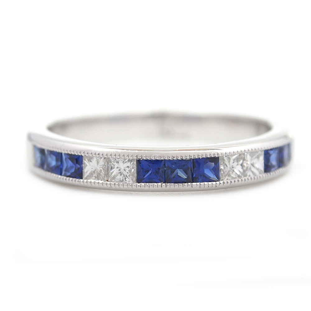 Sapphire And Diamond Half Eternity Ring