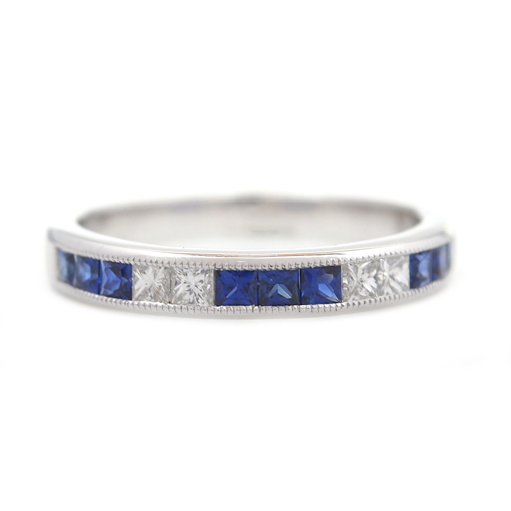 Sapphire And Diamond Half Eternity Ring